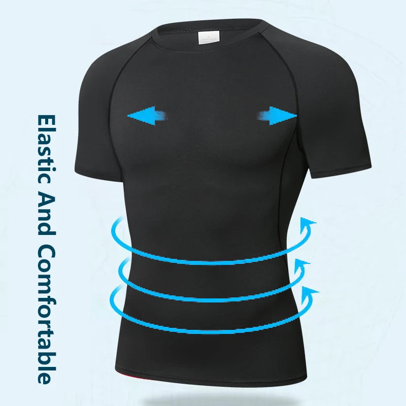 Men Running Compression T-shirt Short Sleeve Sport Tees Gym Fitness Sweatshirt Male Jogging Tracksuit Homme Athletic Shirt Tops